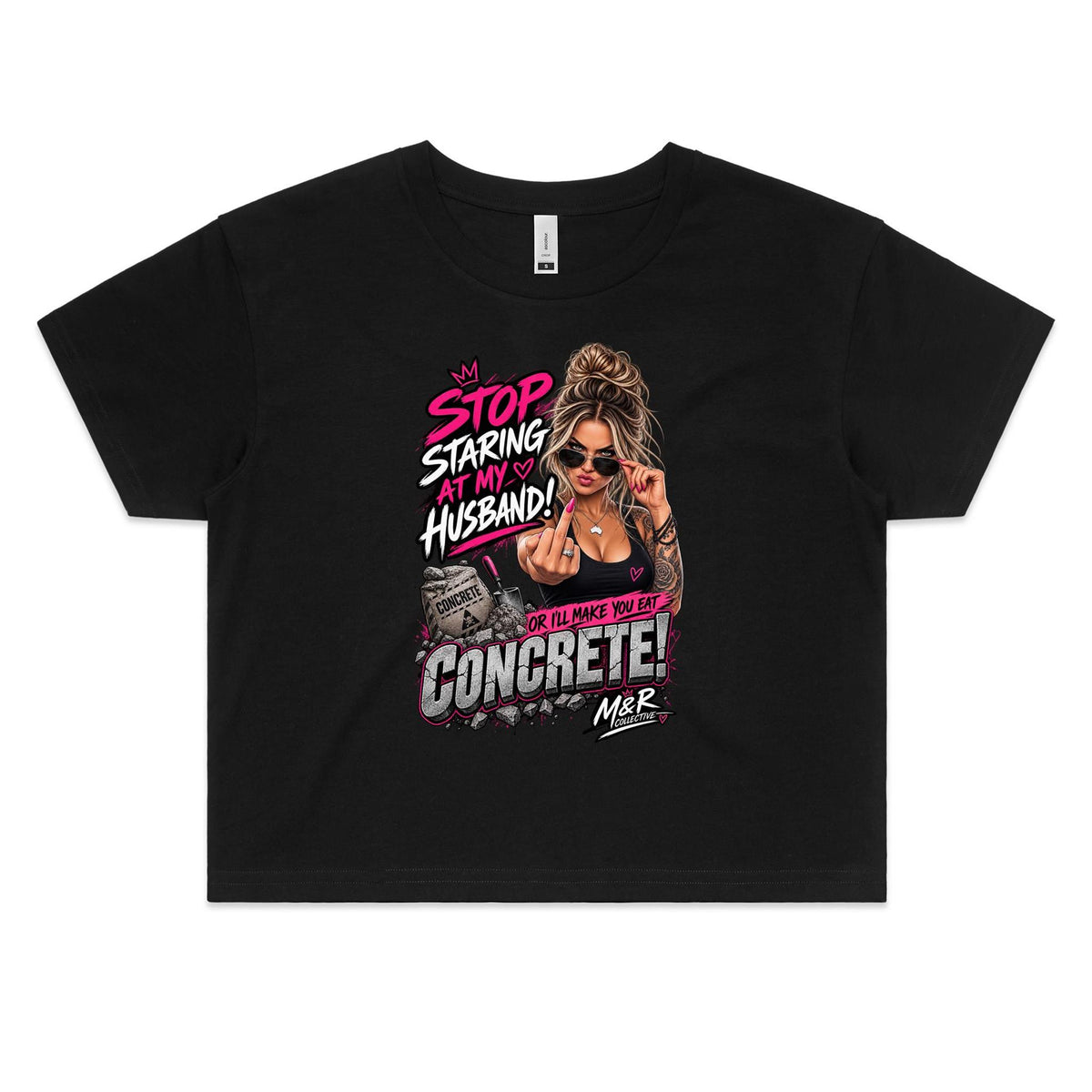 M&R Collective — Stop Staring at My Husband Tee- Women's Crop Tee
